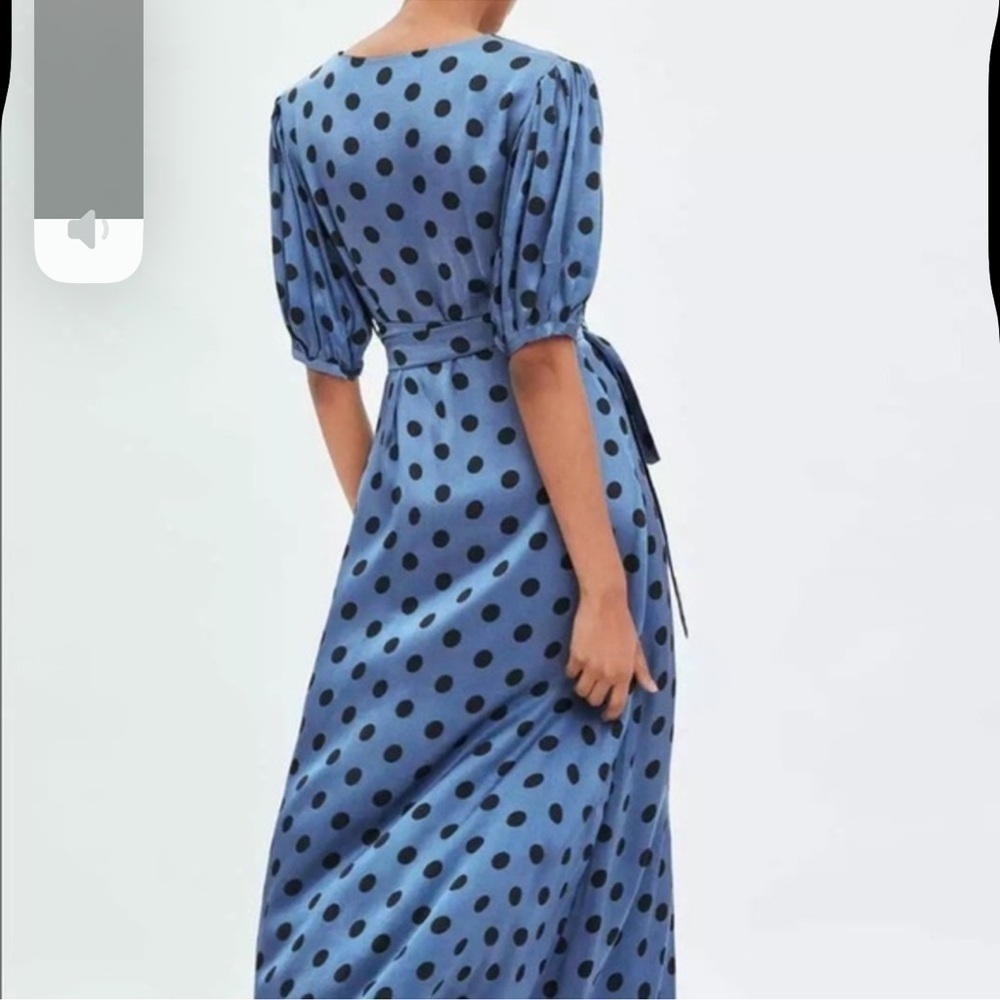 Zara Blue Polka Dot Wrap Maxi Dress | Size Medium - Picture 13 of 16